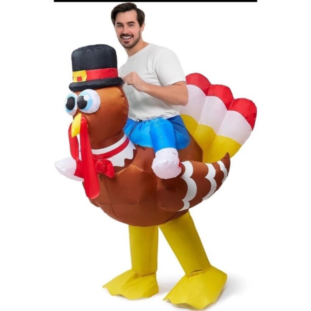 Thanksgiving Ride A Turkey Inflatable Adult Costume Blow Up New Halloween Party